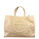 Telfar Cream Leather Medium Shopping Tote Bag