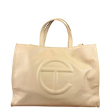 Telfar Cream Leather Medium Shopping Tote Bag
