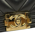 Chanel Black Chevron Leather Boy Medium Flap Bag 2017
