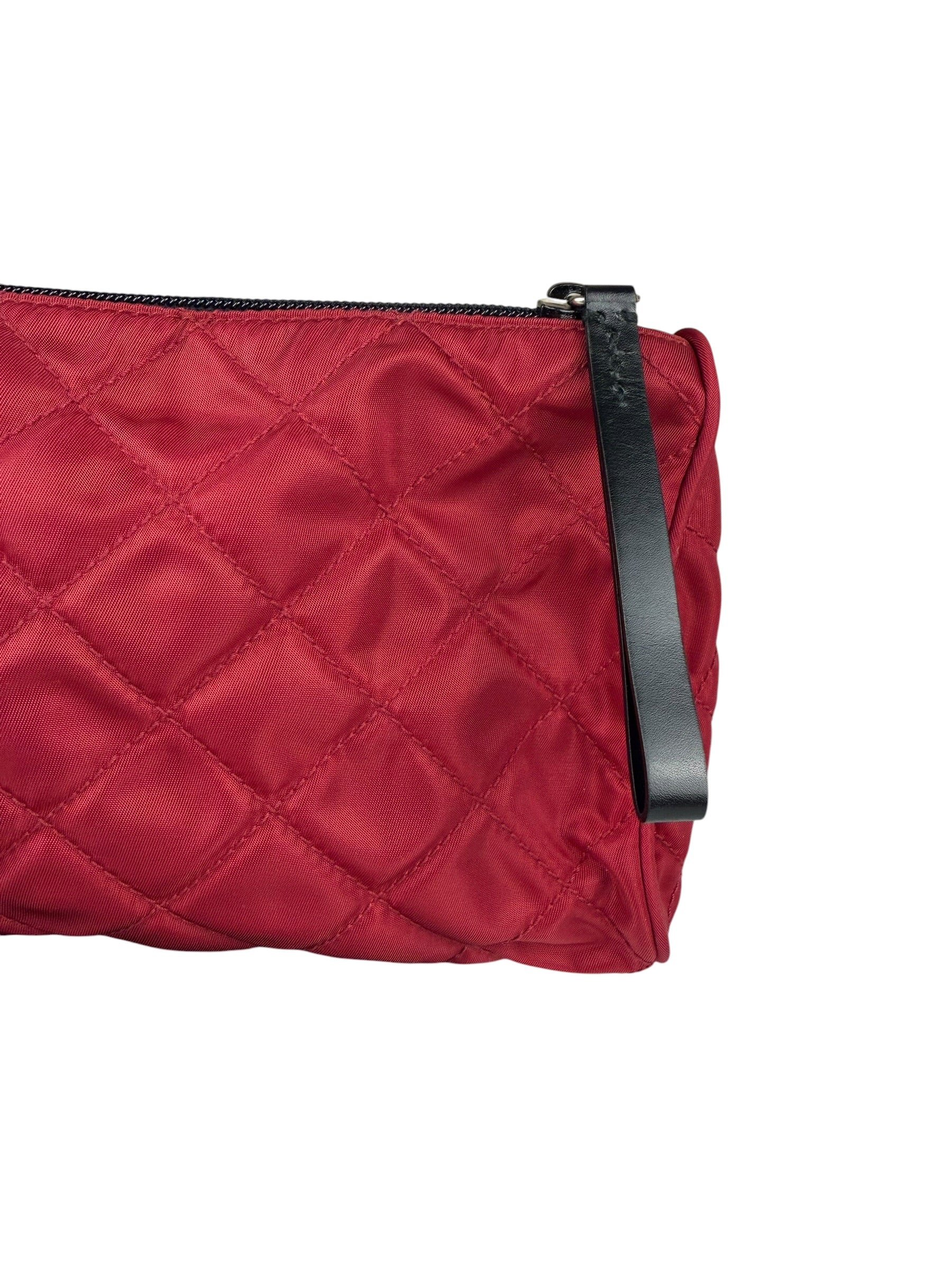 Prada Vintage Red Quilted Nylon Pouch MV599