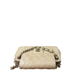 Chanel Beige Quilted Leather Accordion Double Flap Bag 2005