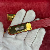 Hermes Kelly 32 Courchevel Rouge Vif Gold Handbag 1997