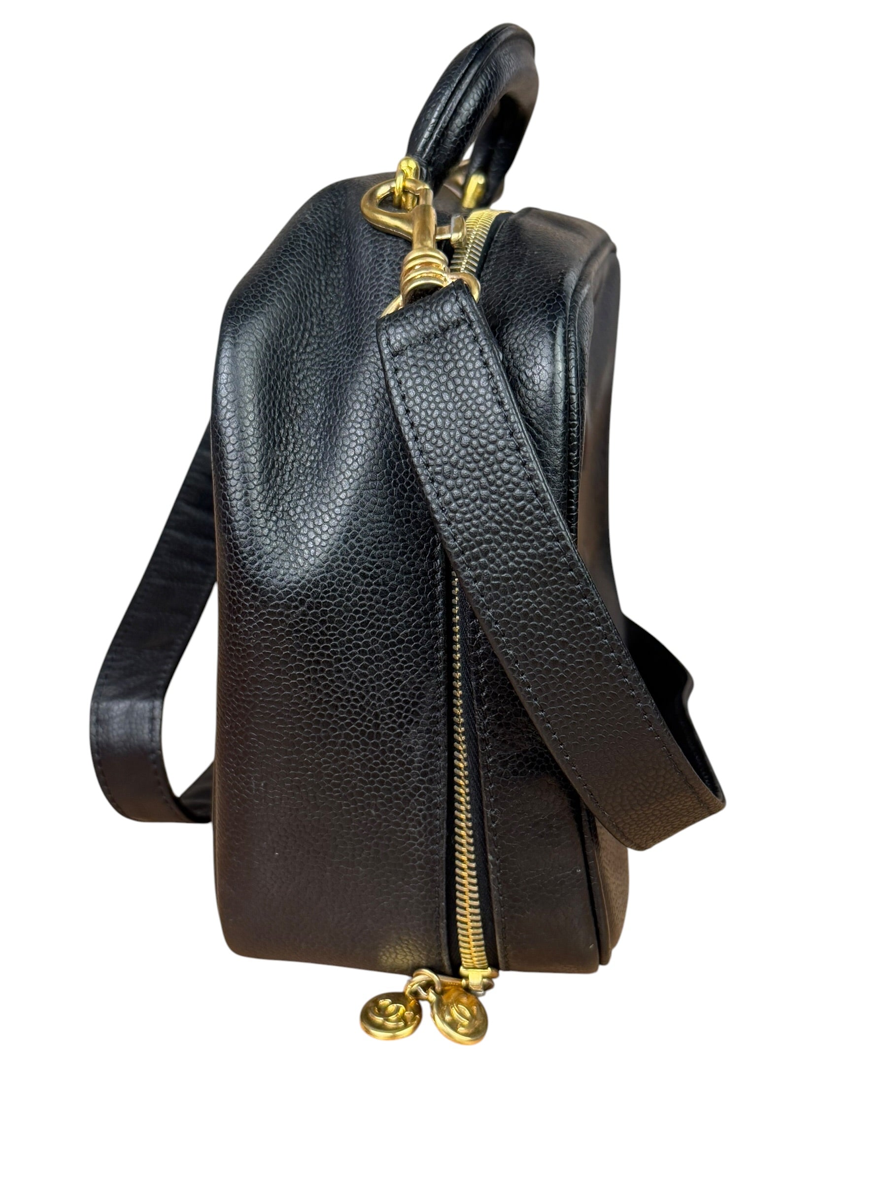 Chanel Black Caviar Leather Vanity 2Way Handbag '96-'97