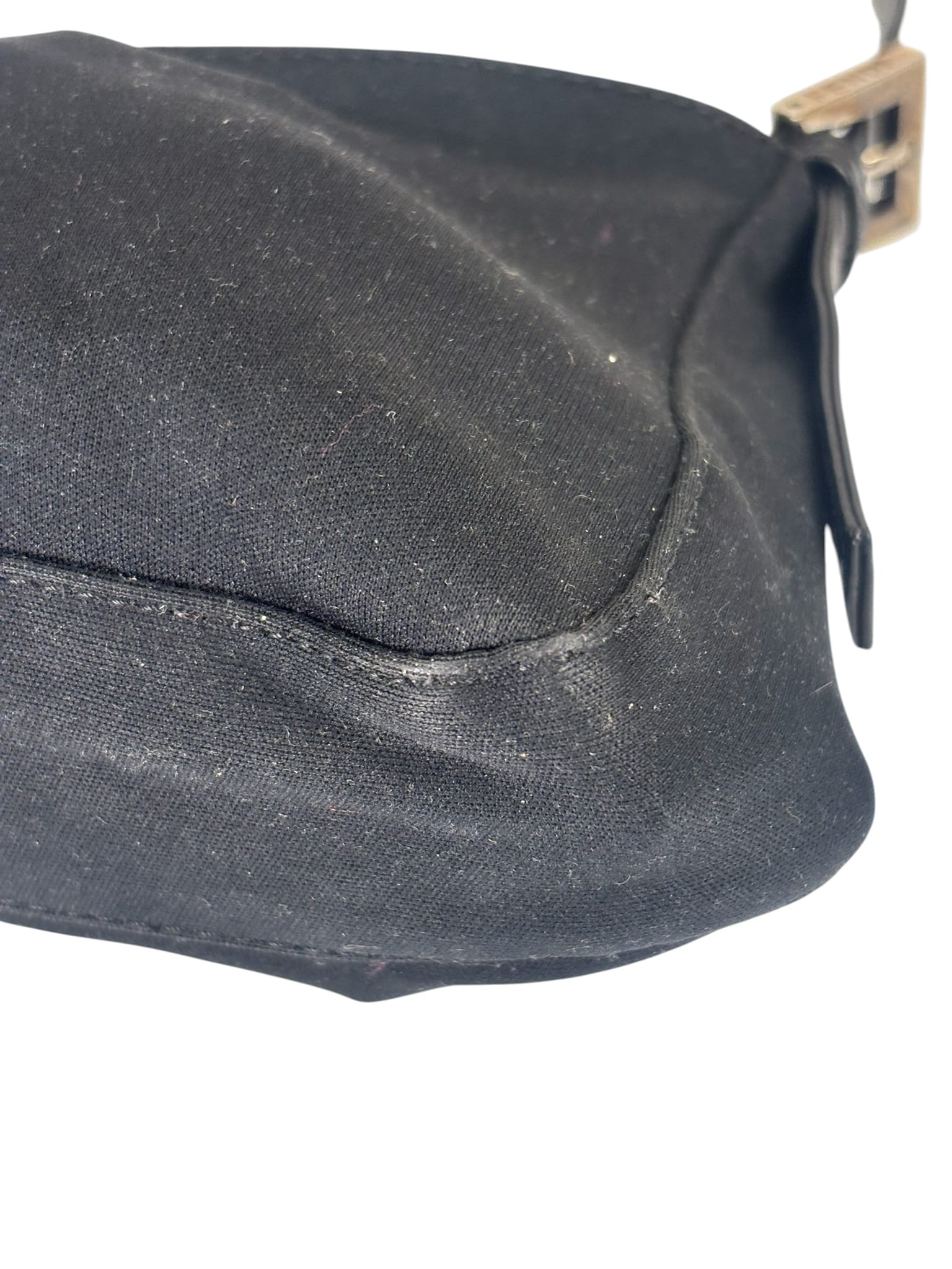 Fendi Black Leather Trim Crossbody Neoprene Baguette