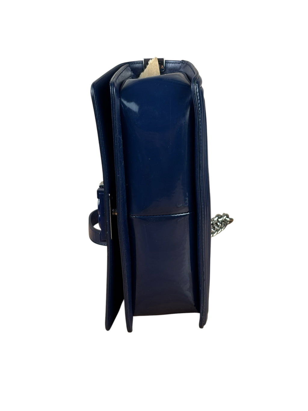Chanel Navy Patent Quilted Leather Boy Flap Bag 2016