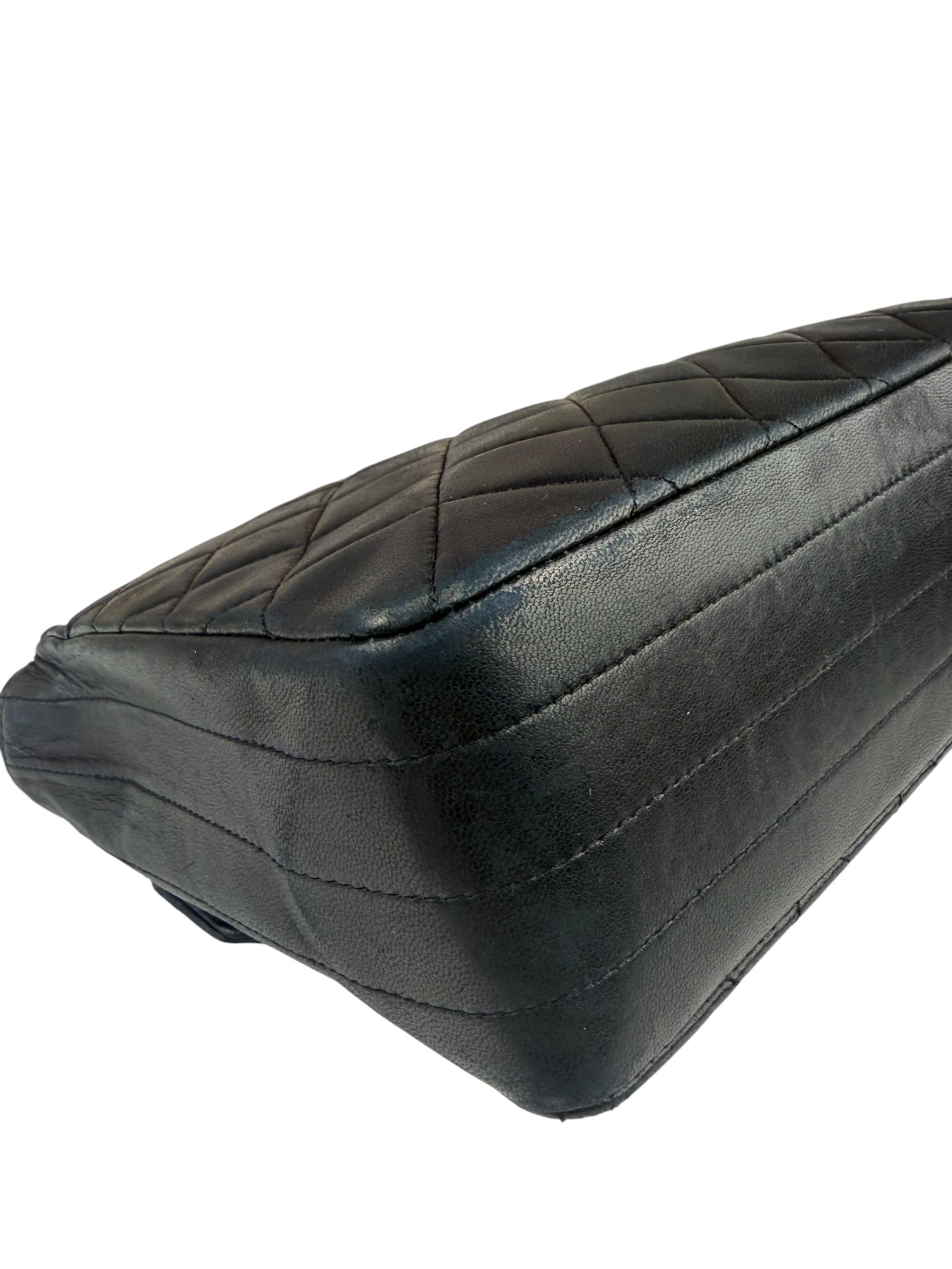 Chanel Black Quilted Lambskin Half Moon Flap 1989