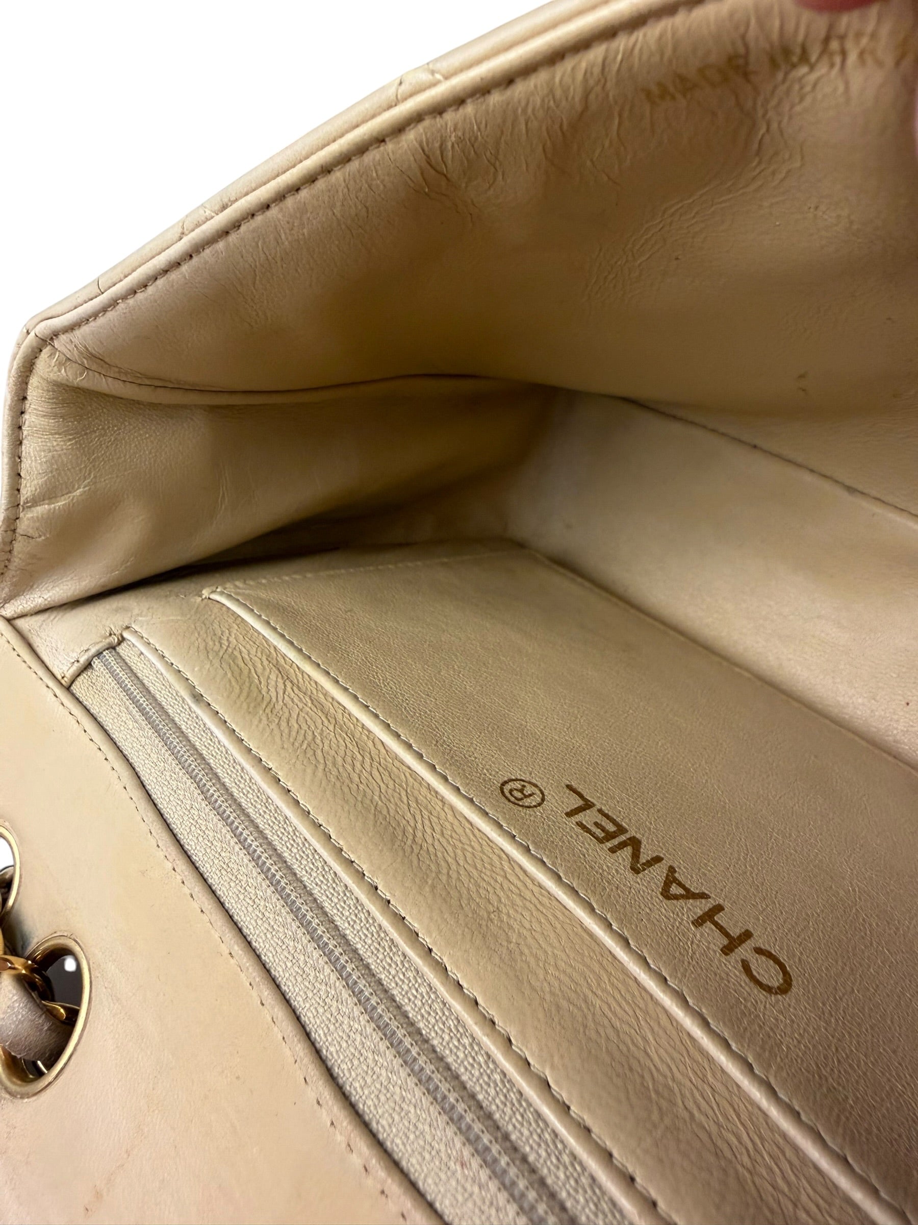 Chanel Vintage Beige Clair Quilted Leather Classic Flap Bag 2004
