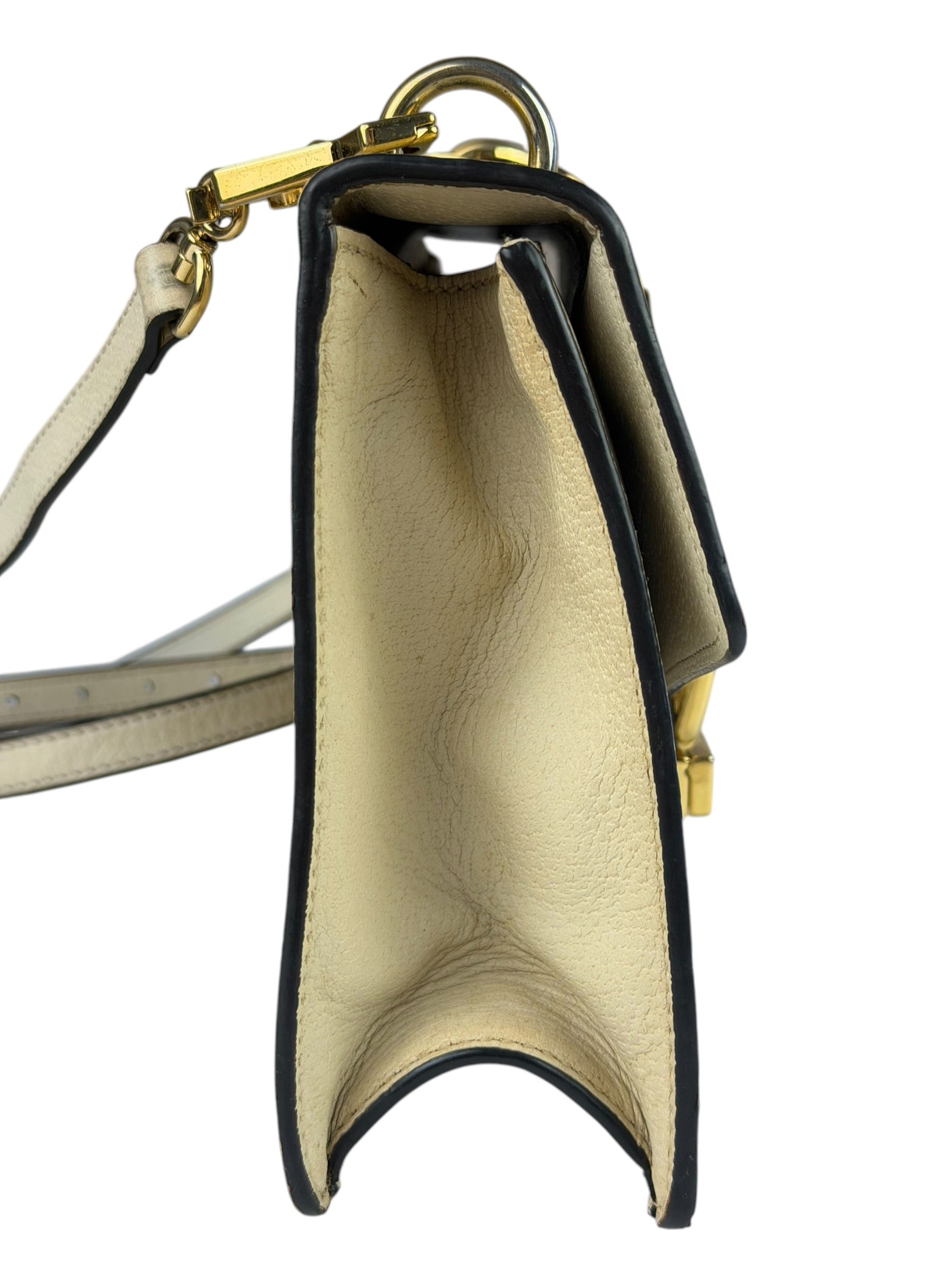 Gucci Textured Calfskin Bee Star Sylvie Shoulder Bag White