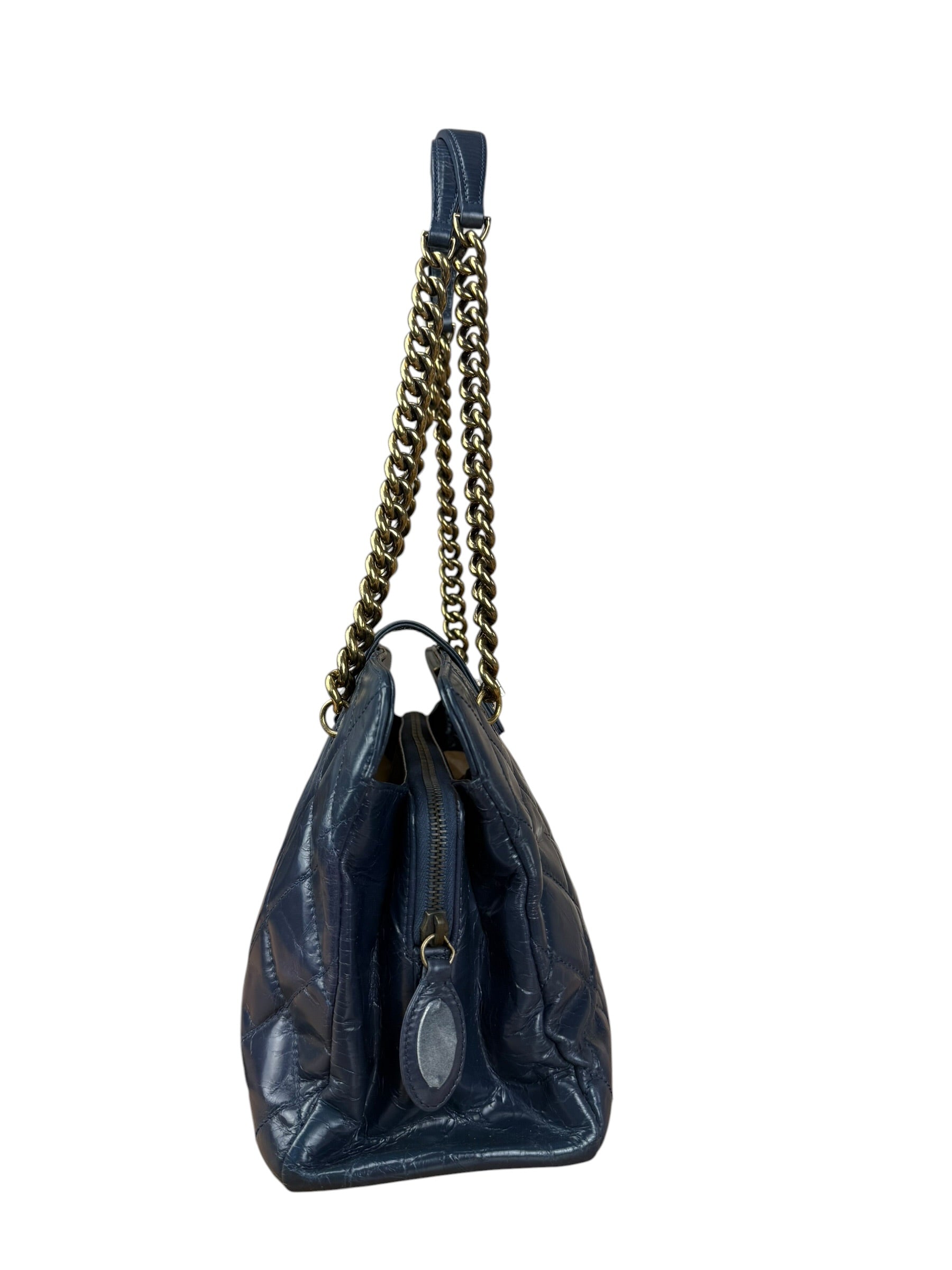 Chanel Blue Aged Quilted 2.55 Leather Chain Tote 2011