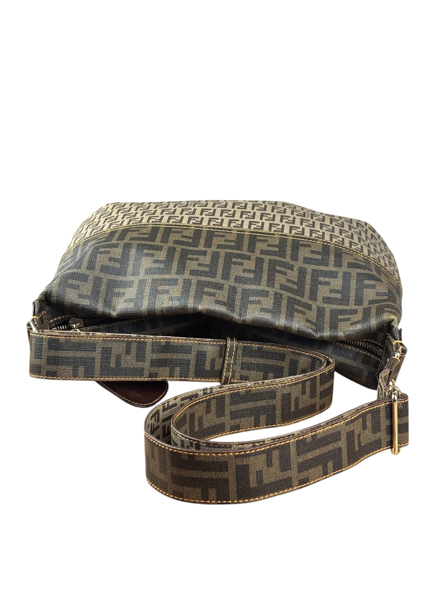 Fendi Vintage Two-Tone Leather Zucchino Messenger/Shoulder Bag