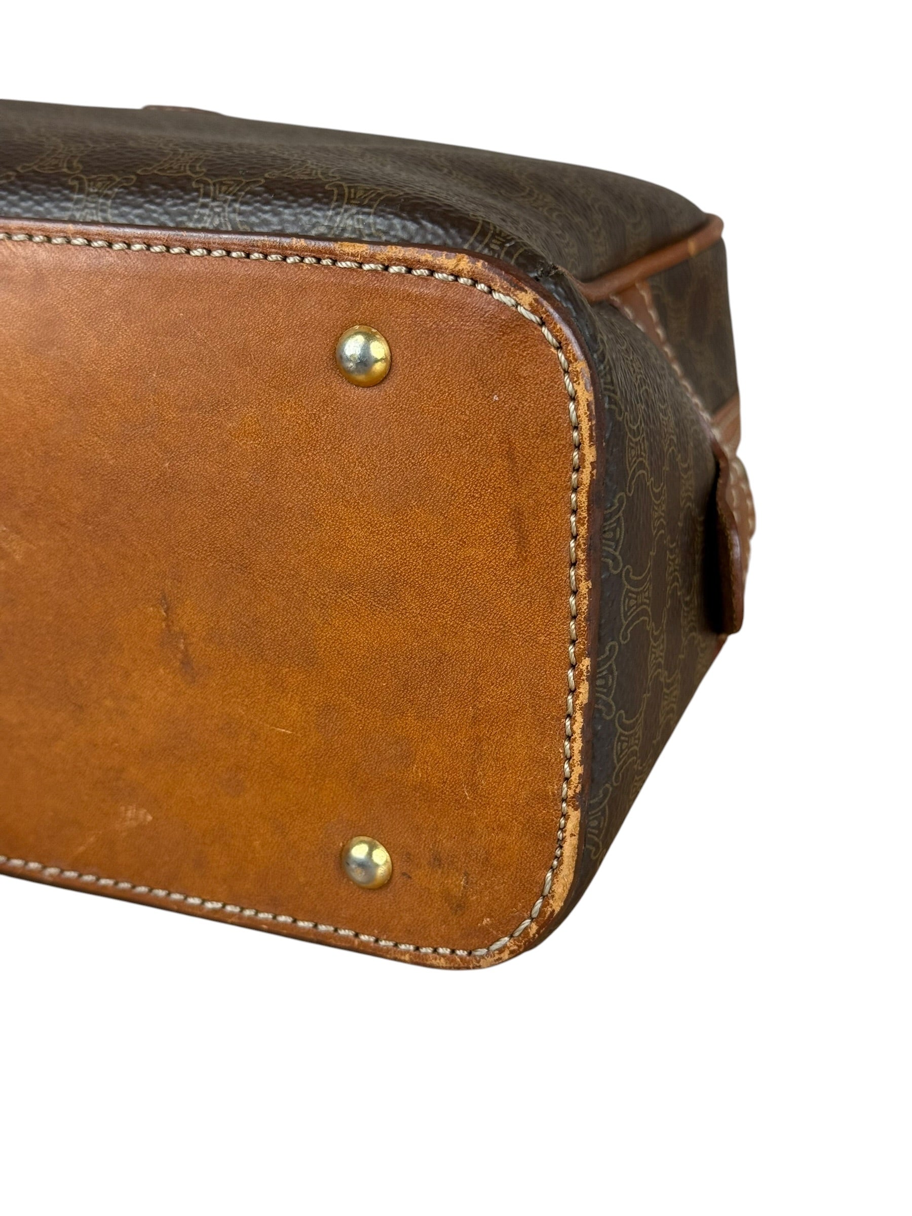 Celine Vintage Leather Macadam Dome Hand Bag