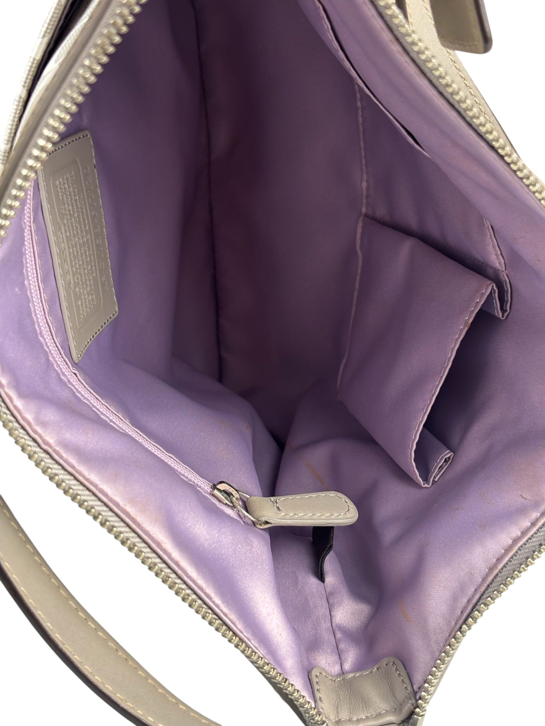 Coach Grey Patent Leather Signature Crossbody