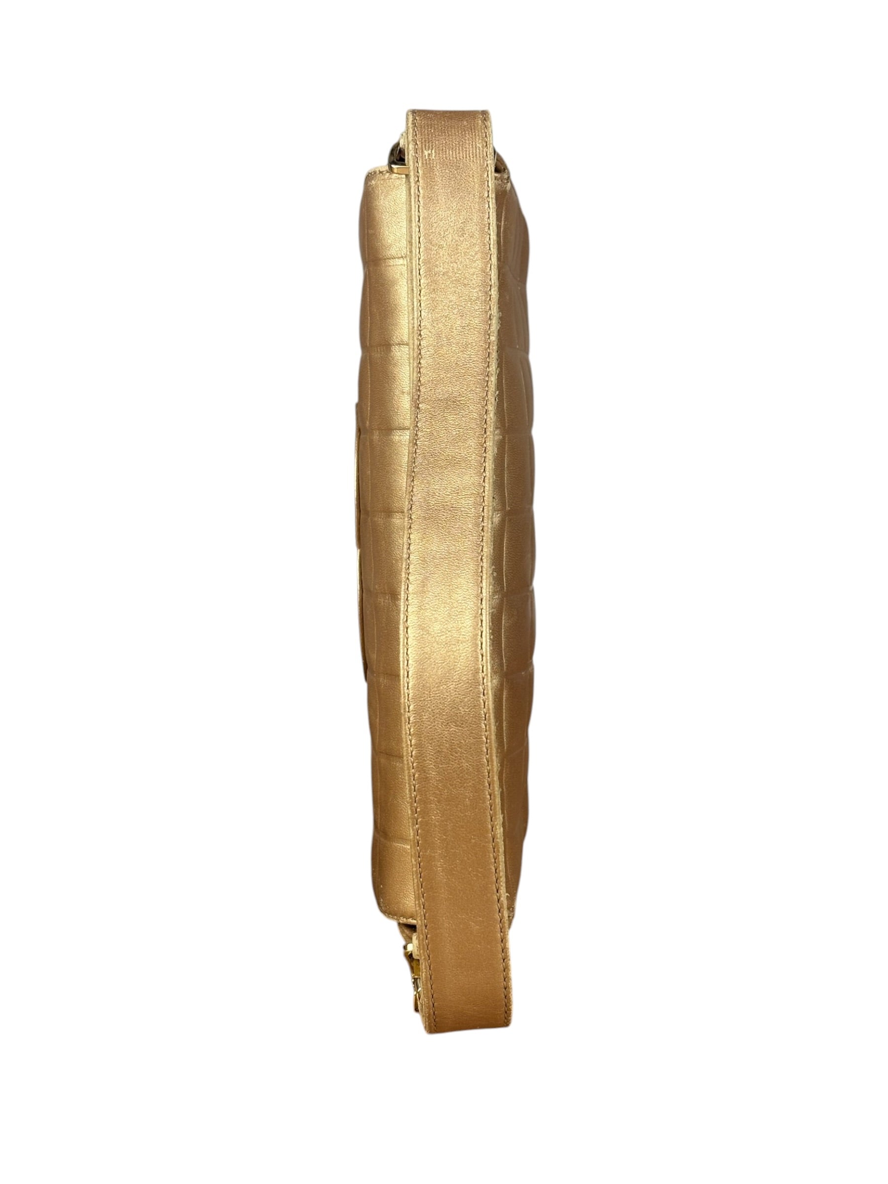 Chanel Gold Calfskin Chocolate Bar Shoulder Bag 2002