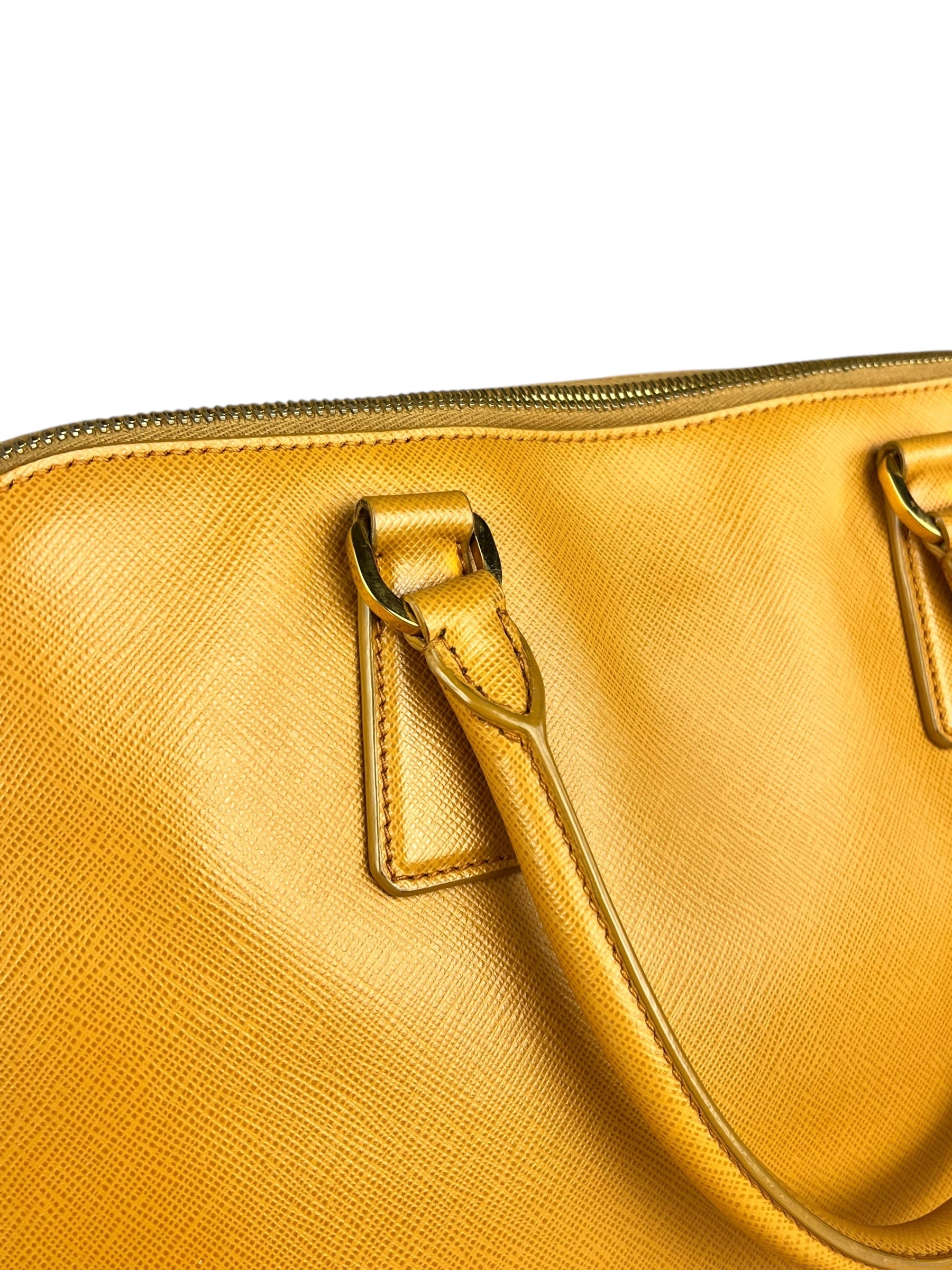 Prada Saffiano Promenade Handbag Mustard