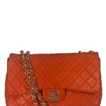 Chanel Orange Quilted Lambskin Flap Bag 2008