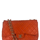 Chanel Orange Quilted Lambskin Flap Bag 2008