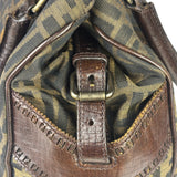 Fendi Vintage Brown Leather Trim Zucca De Jour Media Tote