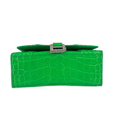 Balenciaga Fluo Green Crocodile Embossed Hourglass XS Two-Way Bag