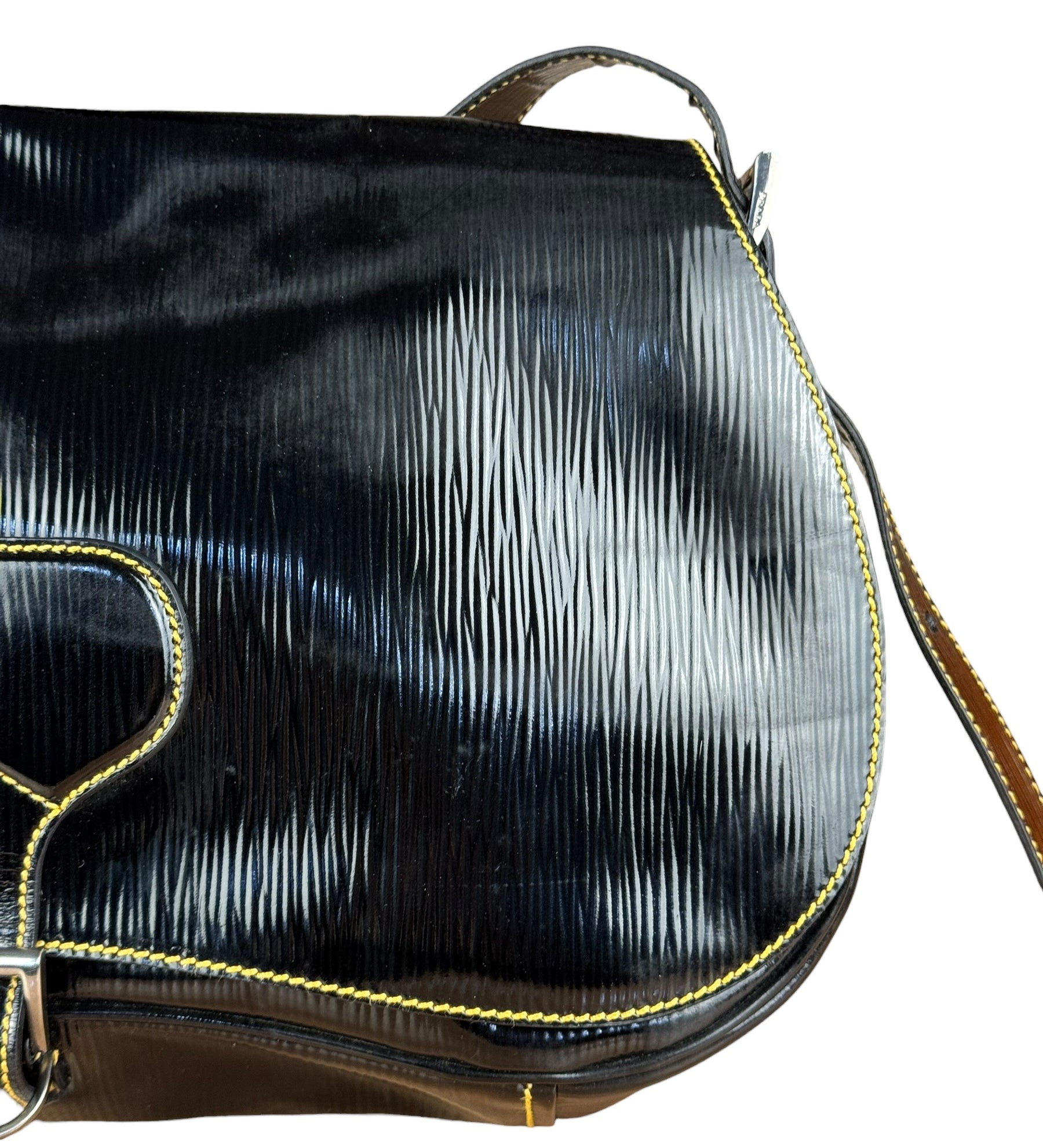 Prada Vintage Black Patent Ribbed Flap Crossbody