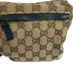 Gucci Beige/Navy Leather Trim GG Belt Bag
