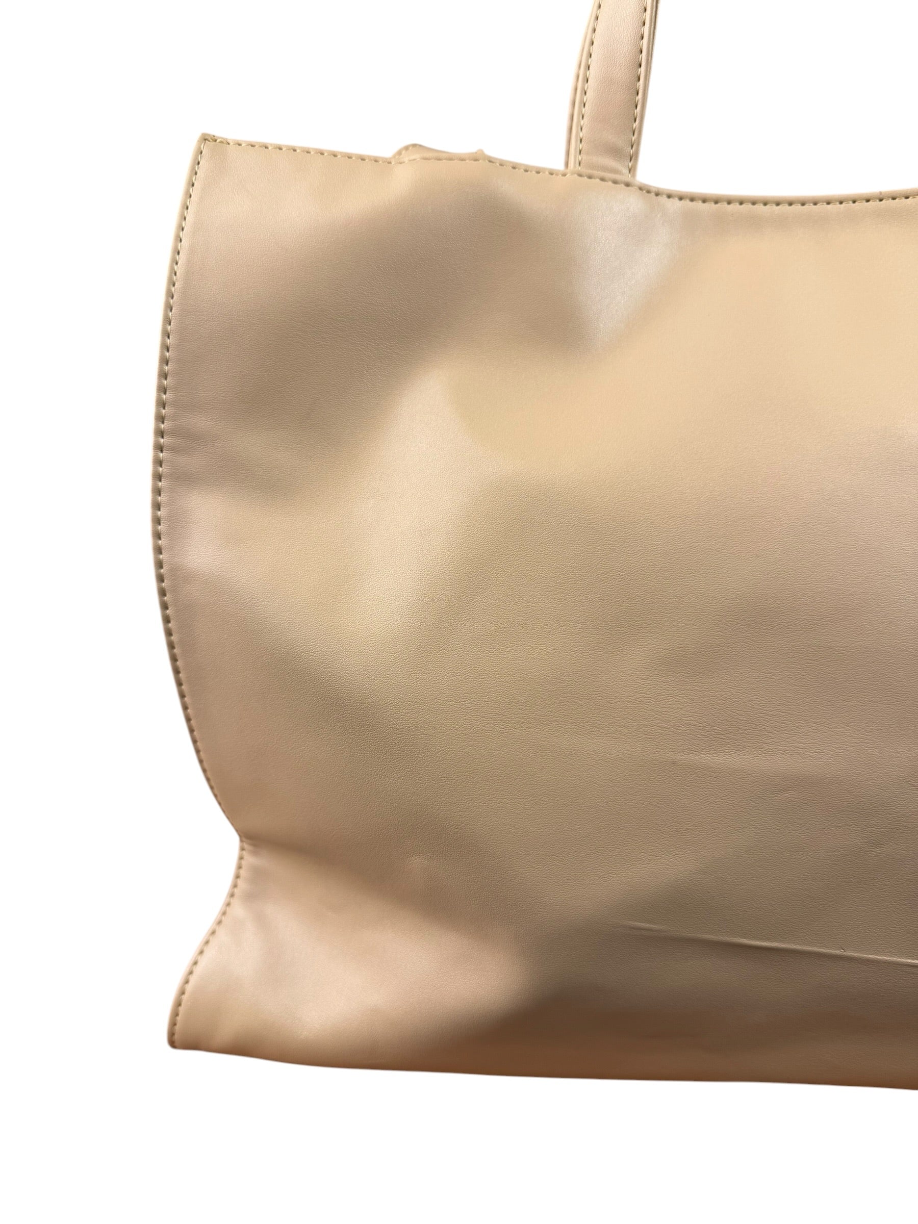 Telfar Cream Leather Medium Shopping Tote Bag