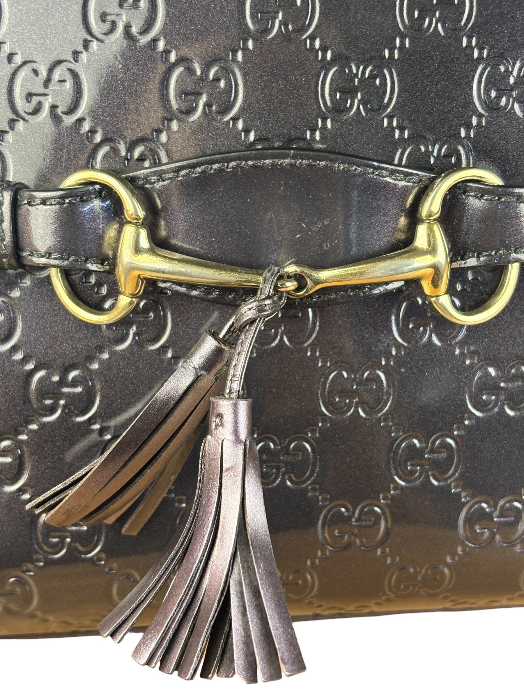Gucci GG Purple Patent Flap Emily Chain Shoulder Bag