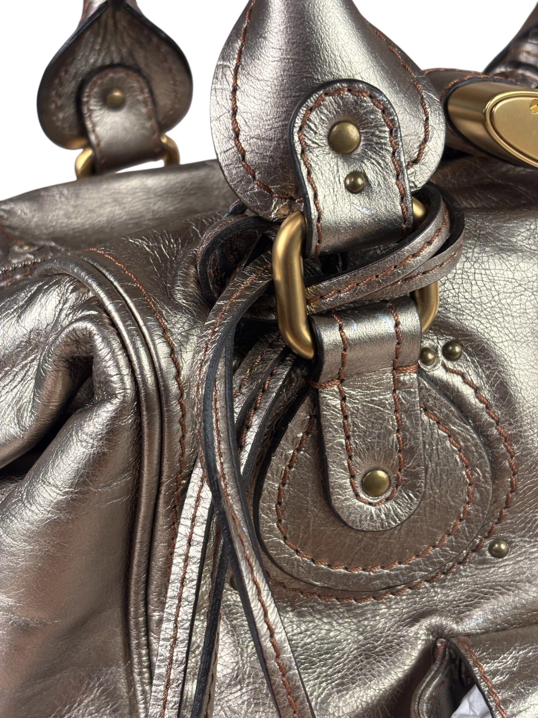 Chloe Metallic Gold Leather Paddington Handbag