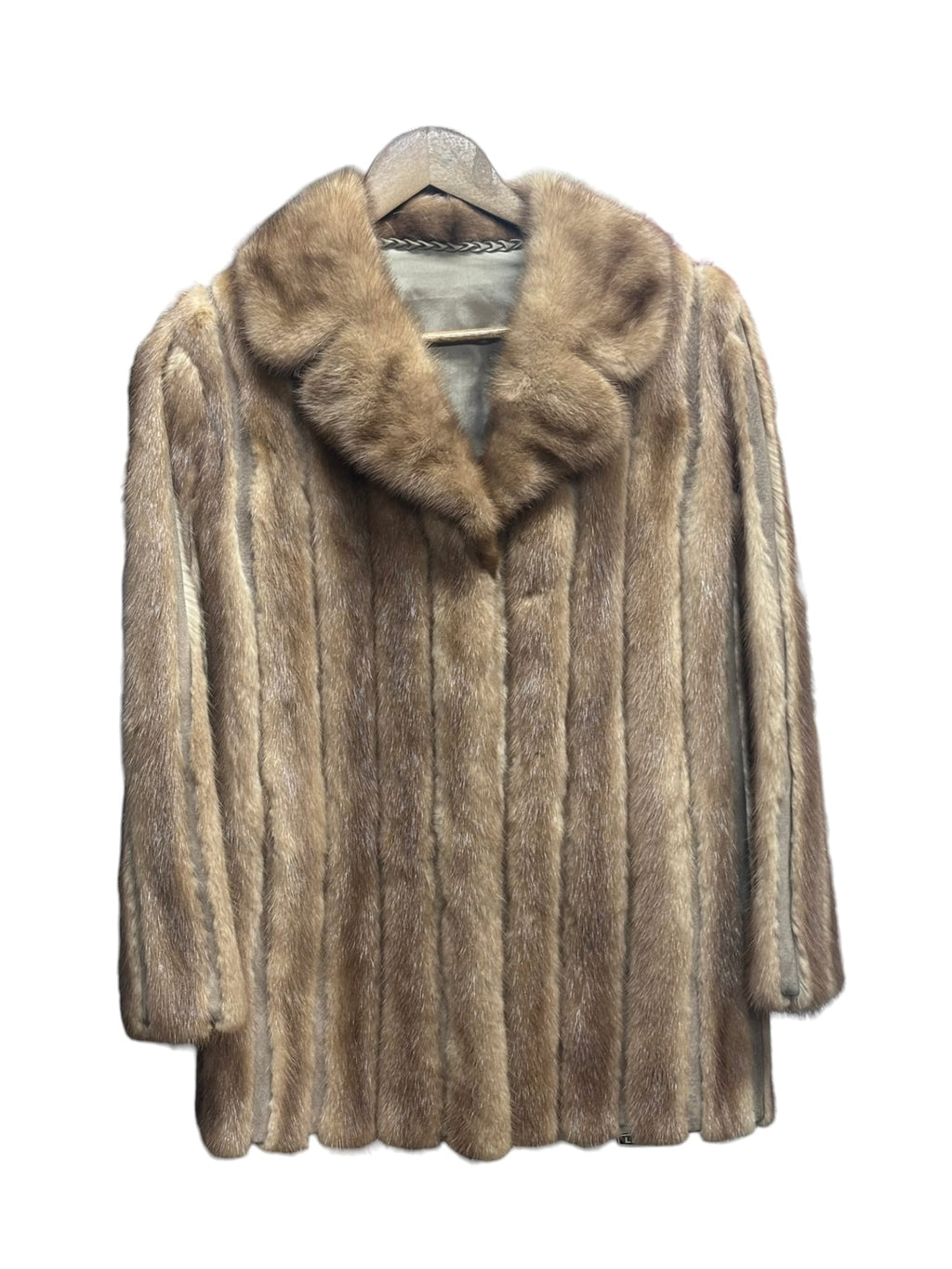 Vintage Vert Stripe Light Brown Mink Fur Coat