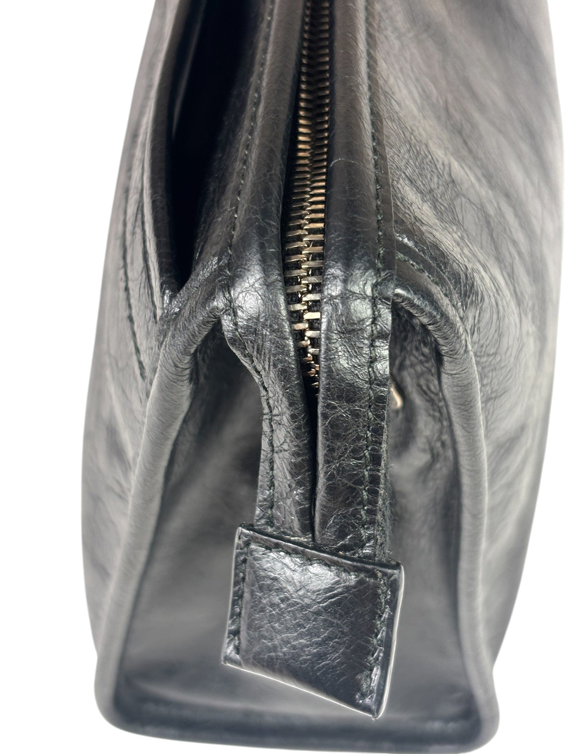 Gucci Black Leather Zip Clutch