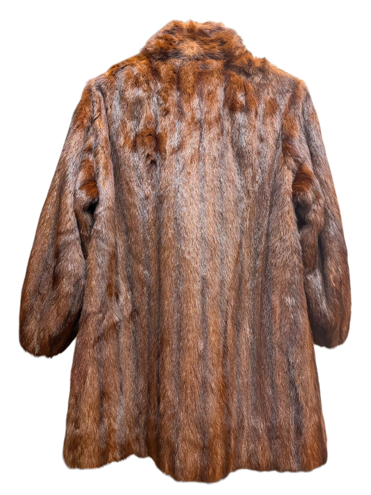 Vintage Vertically Brown Worked Mink Fur Coat