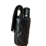 Chanel Black Quilted Flap Phone Chain Handbag