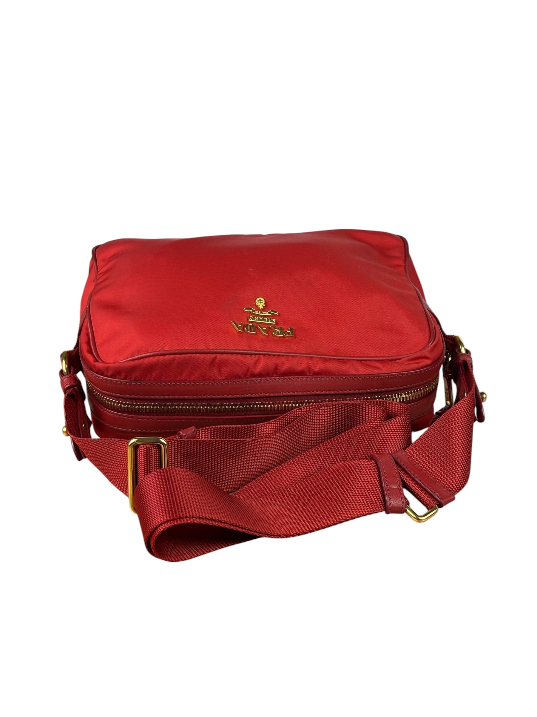Prada Red Nylon Camera Crossbody Bag