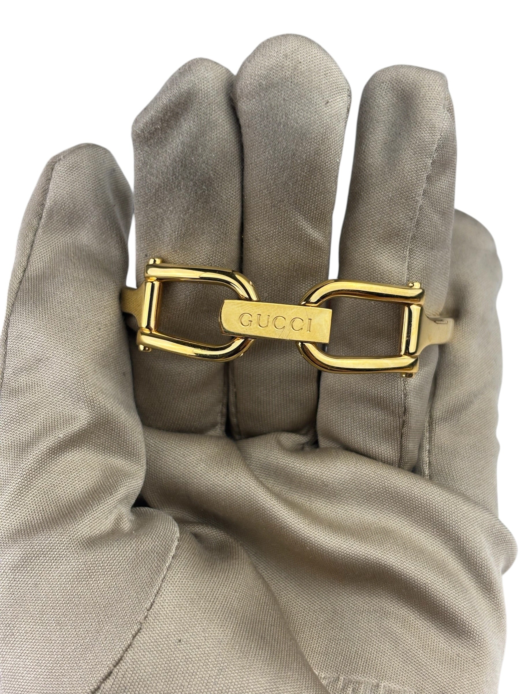 Gucci 1500L Black Dial Gold Plate Bangle