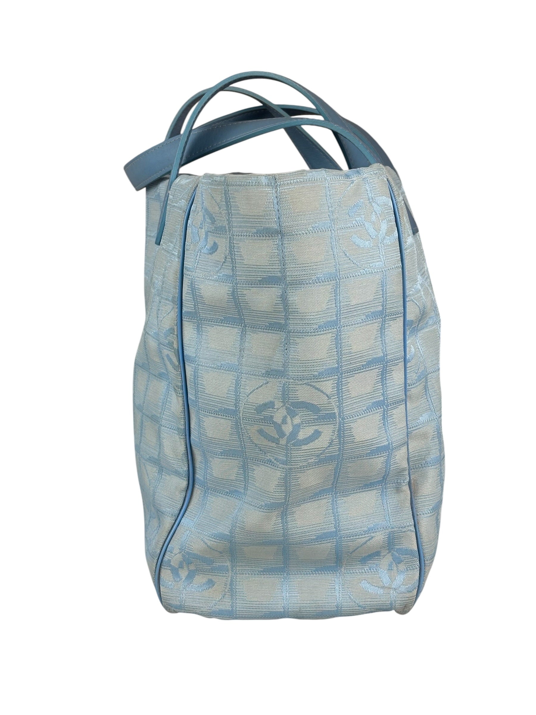 Chanel Blue Leather Trim New Travel Tote Bag 2002