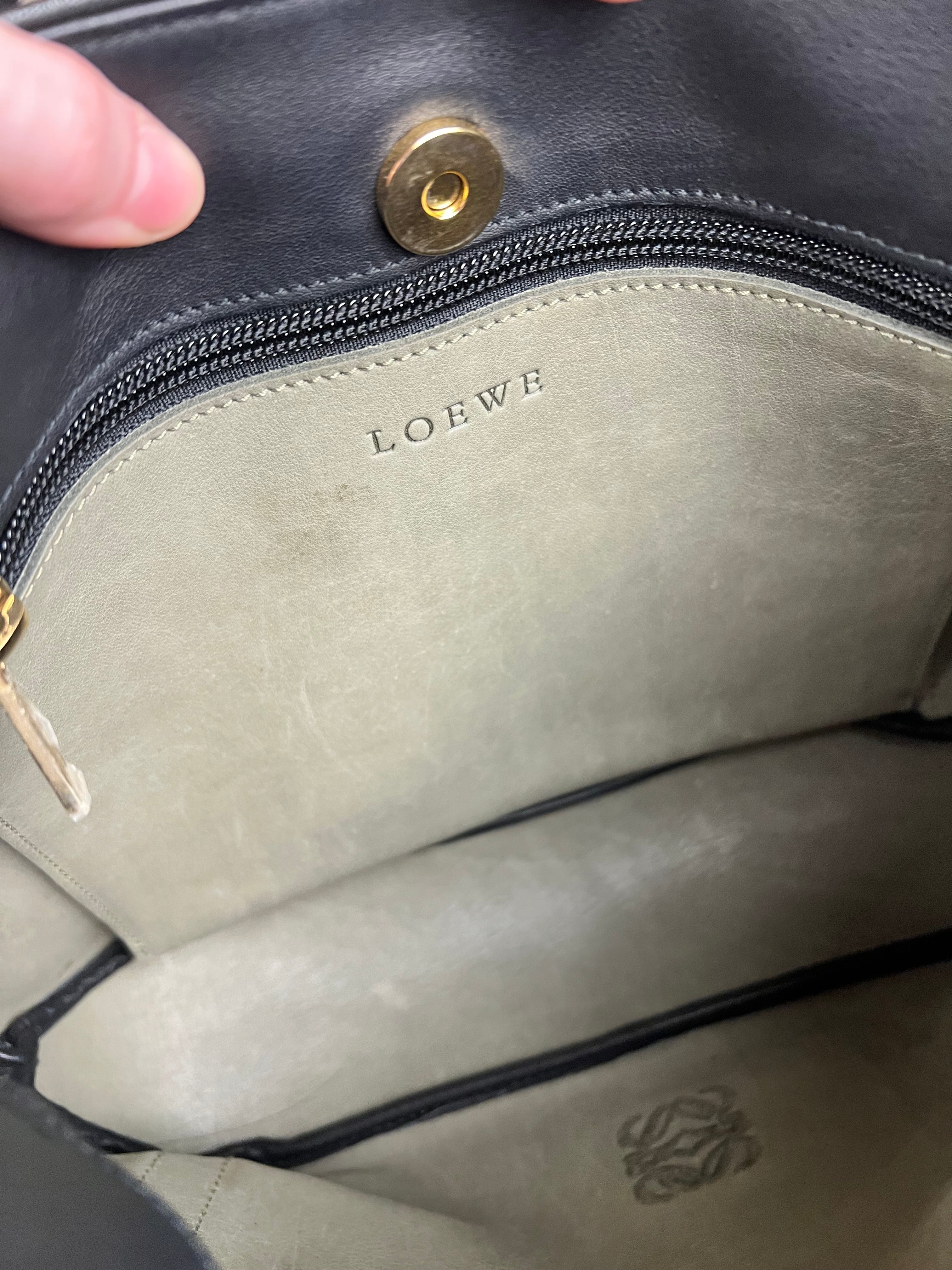 Loewe Suede Anagram Shoulder Tote Olive