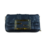 Fendi Black Leather Mini Chain Baguette