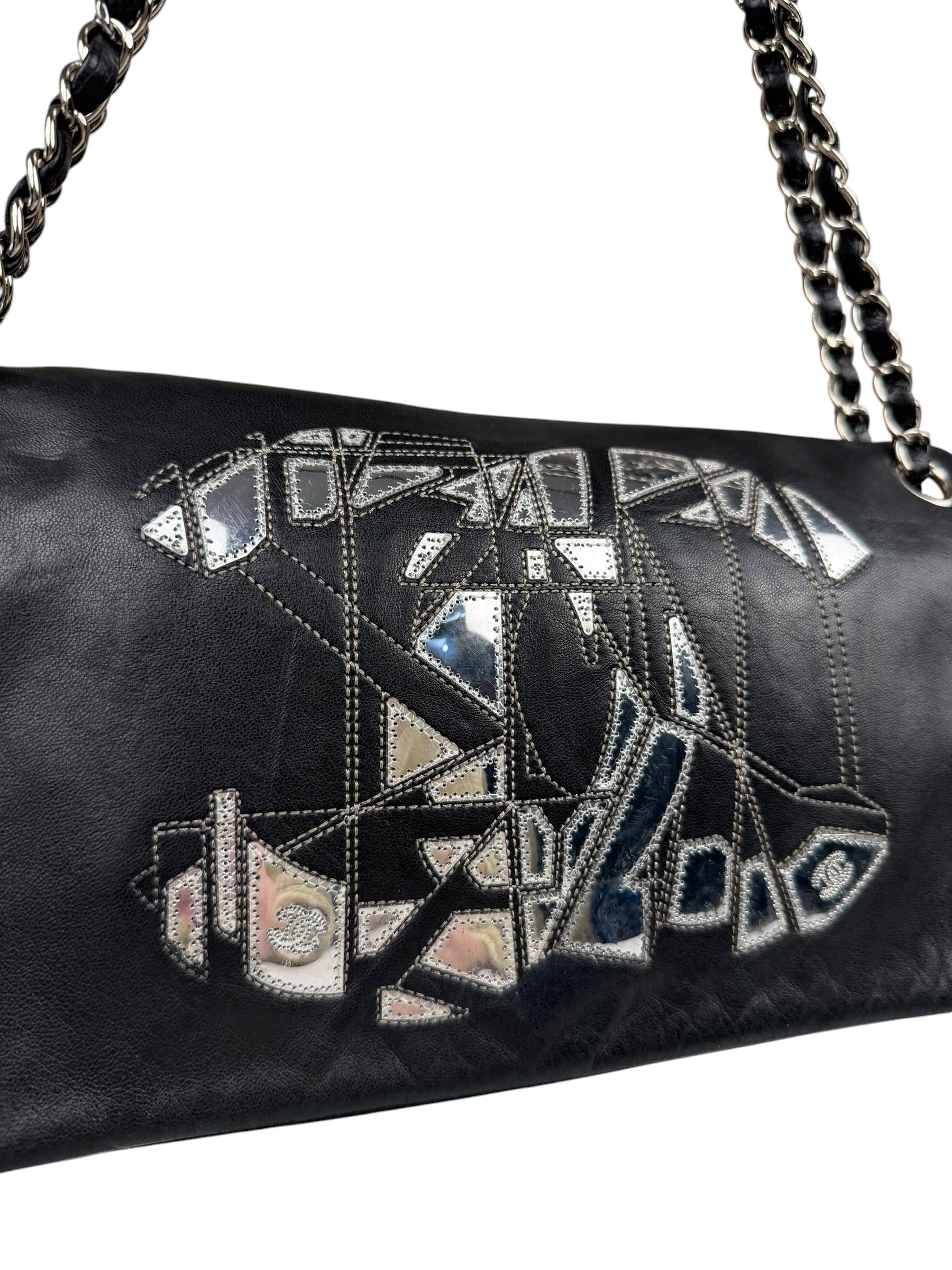 Chanel Black Leather CC Mirrored Mosaic Flap Bag 2008