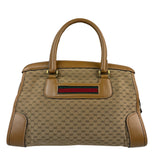 Gucci Brown Leather Trim Micro GG Sherry Line Boston Handbag