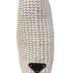 Prada Pink Raffia Woven Crochet Logo Tote Bag