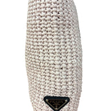 Prada Pink Raffia Woven Crochet Logo Tote Bag
