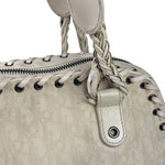 Christian Dior Cream Leather Braided Ethnic Shoulder Bag