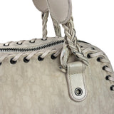 Christian Dior Cream Leather Braided Ethnic Shoulder Bag