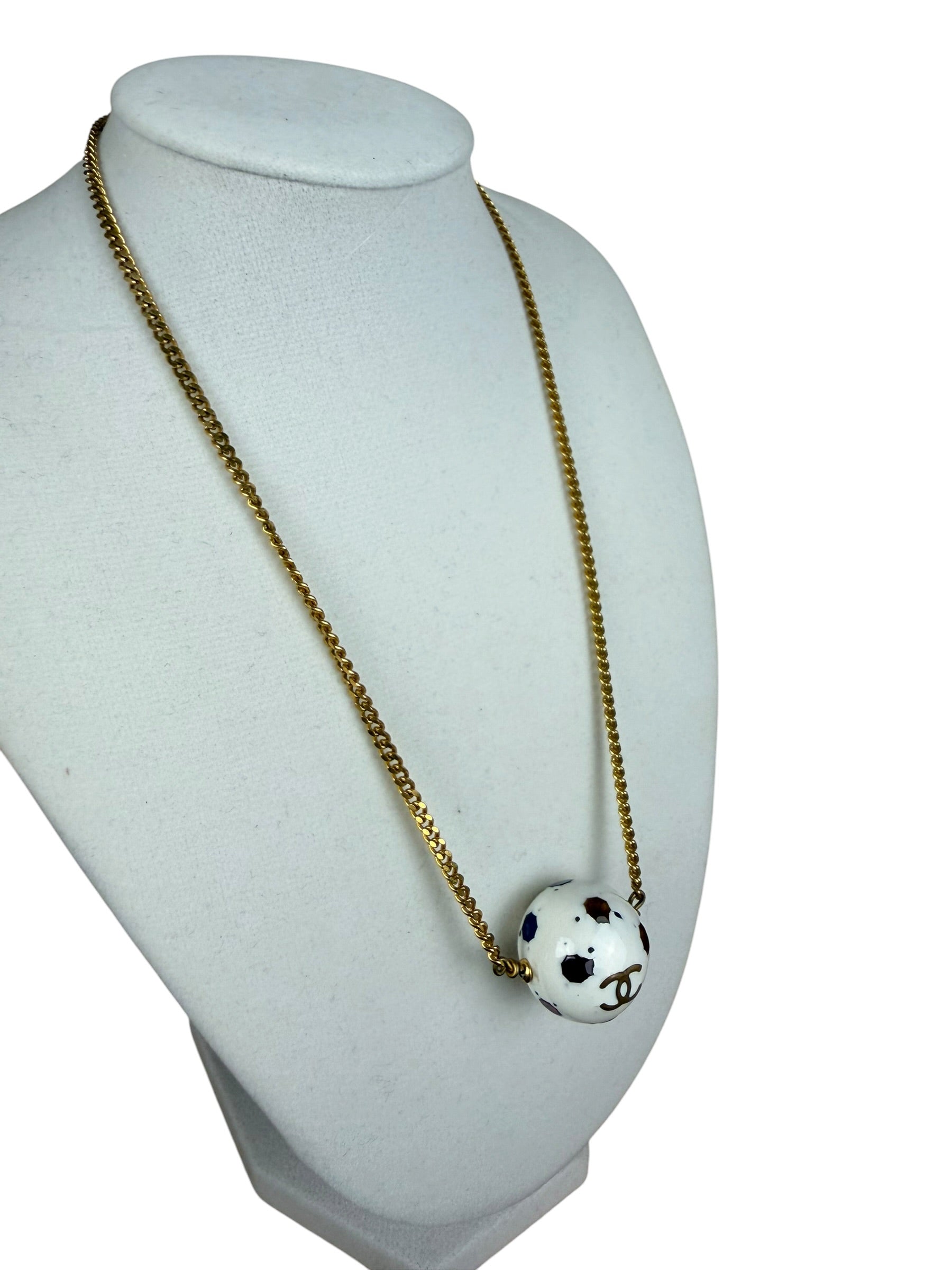 Chanel Vintage Spring Collections Soccer Ball Rhinestone Charm Necklace 04S 2004