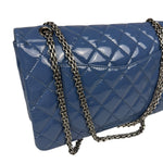 Chanel Blue Patent Quilted Jumbo Classic 2.55 Double Flap Bag 2011