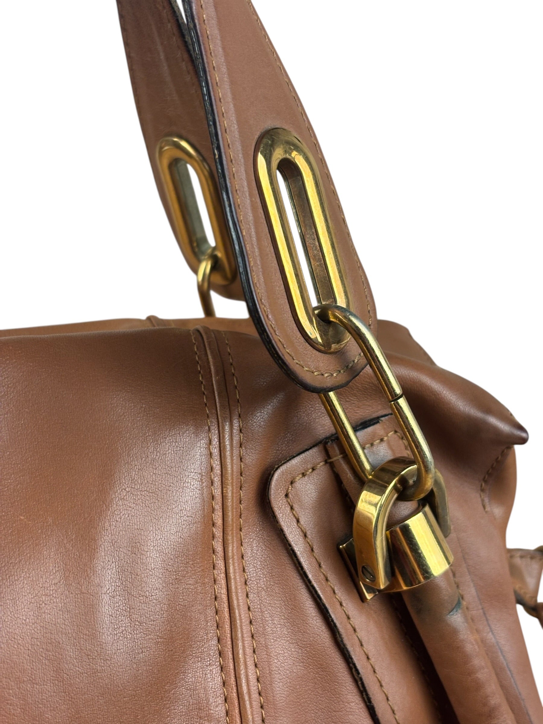 Chloe Caramel Tan Leather Paraty Medium Two-Way Bag