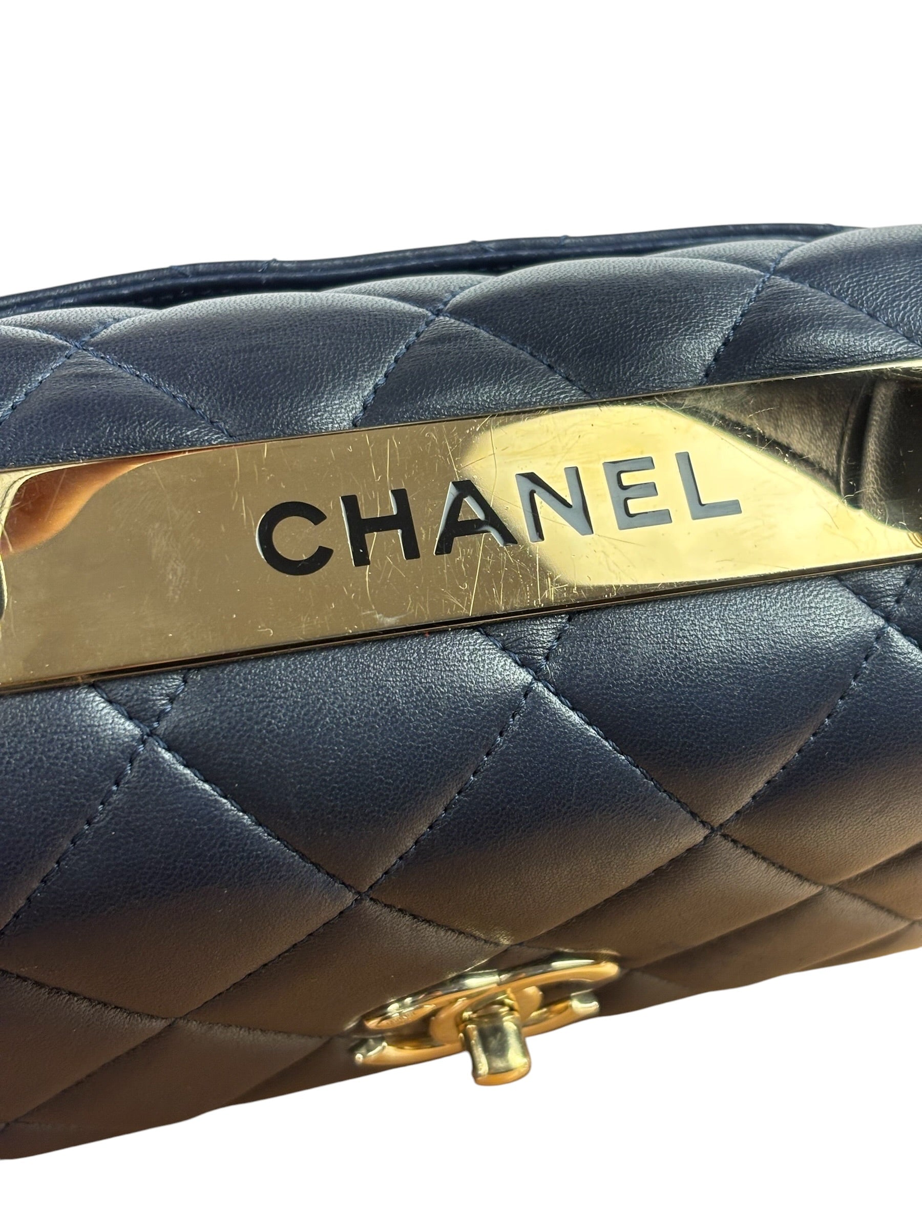 Chanel Navy Quilted Lambskin Small Trendy Flap Bag