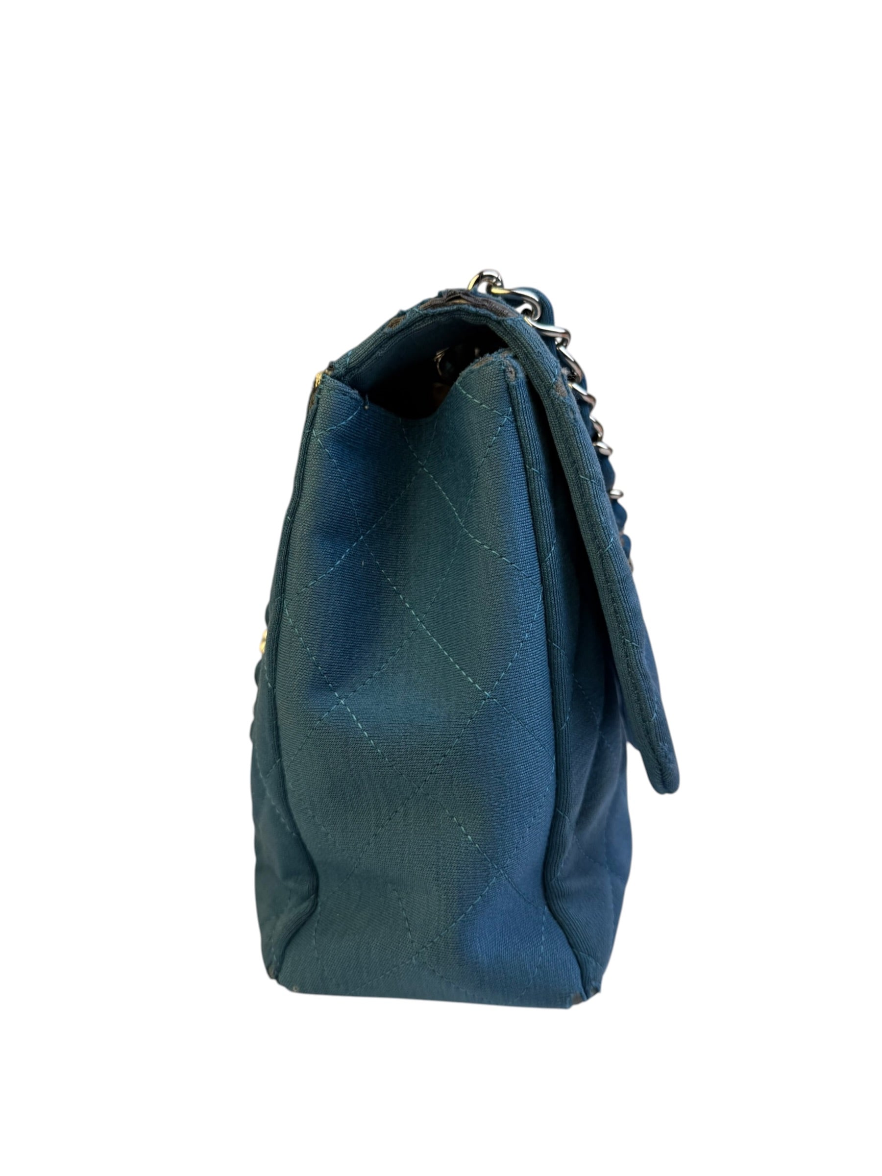 Chanel Teal Blue Jersey Large Flap Bag 2009