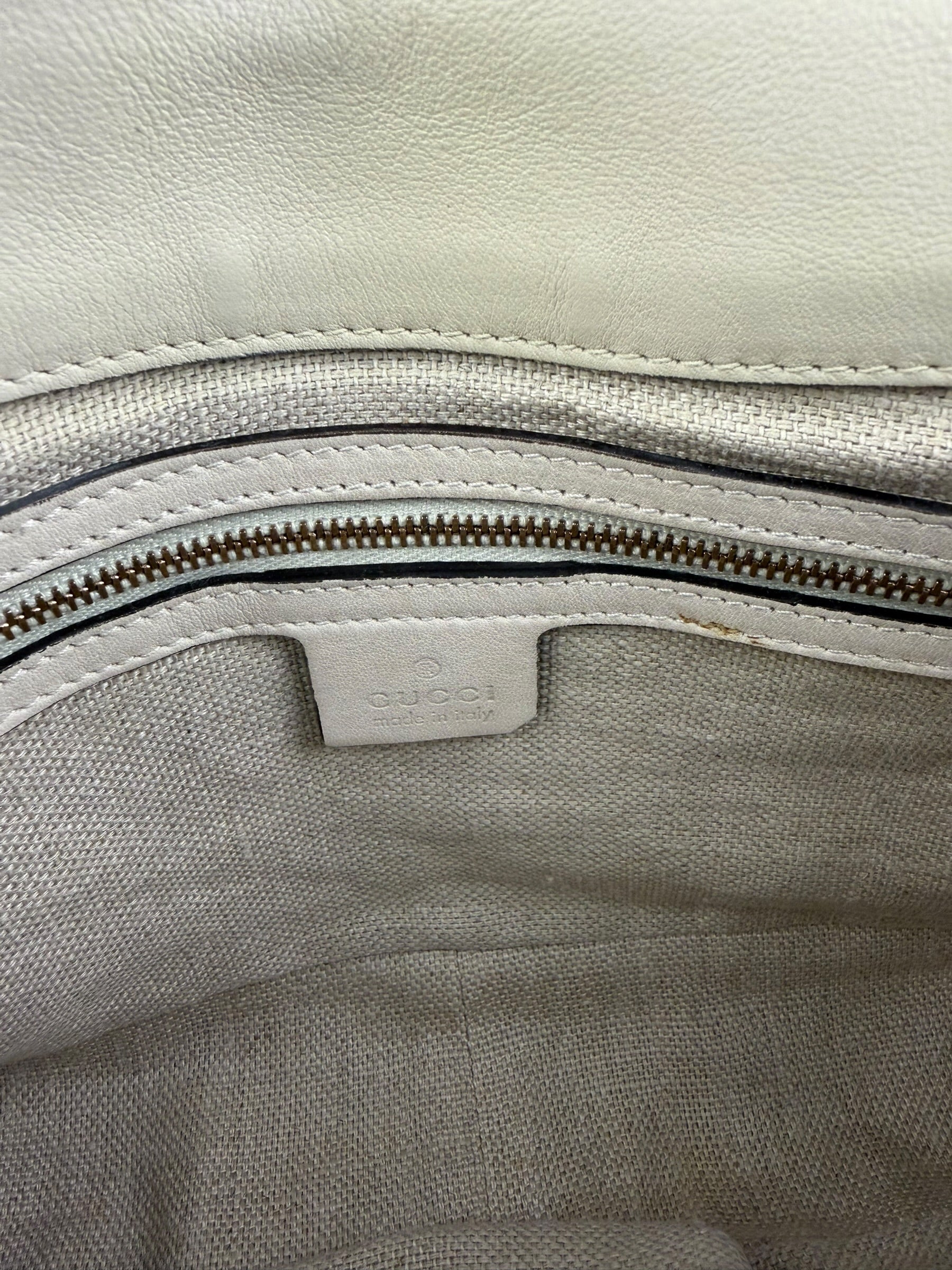 Gucci Limited Edition White Leather Marrakech Satchel Shoulder Bag