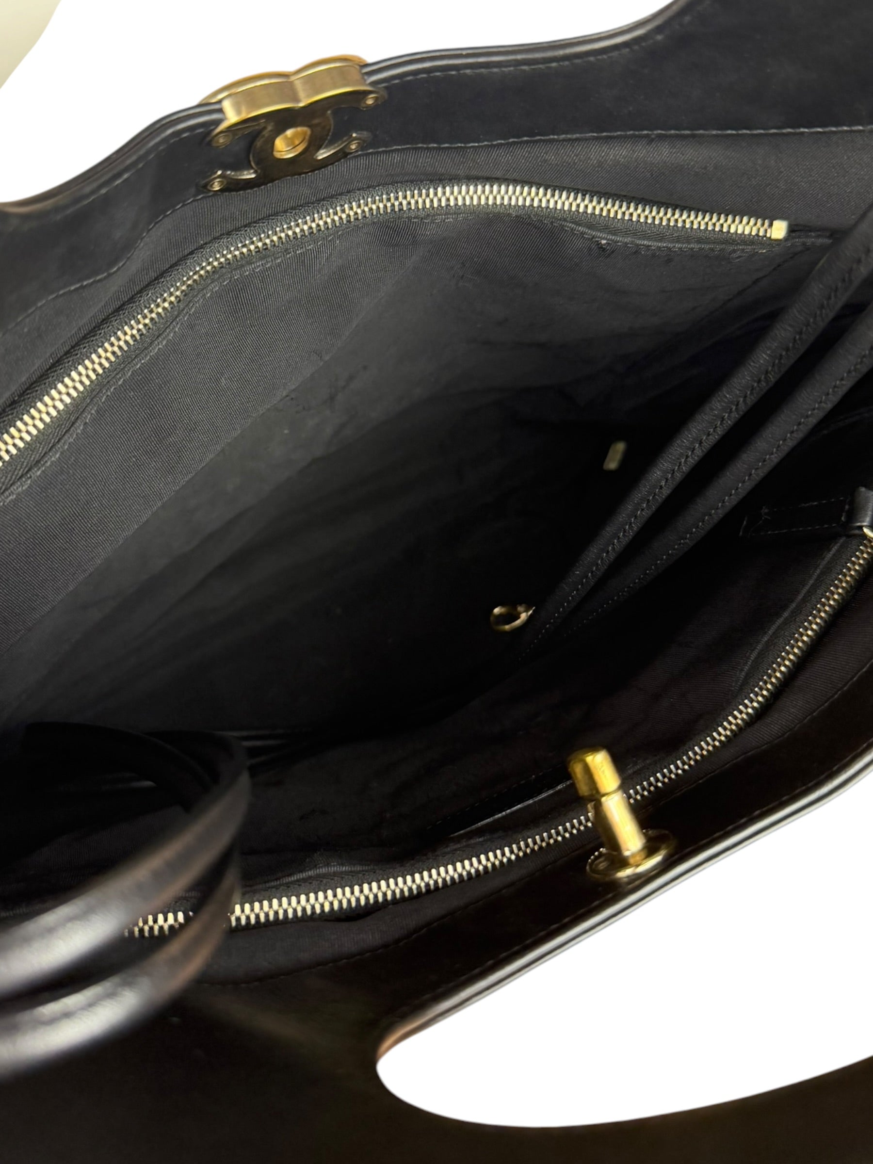Chanel 31 Black Leather Quilted Shopping Clutch Shoulder Bag 2018