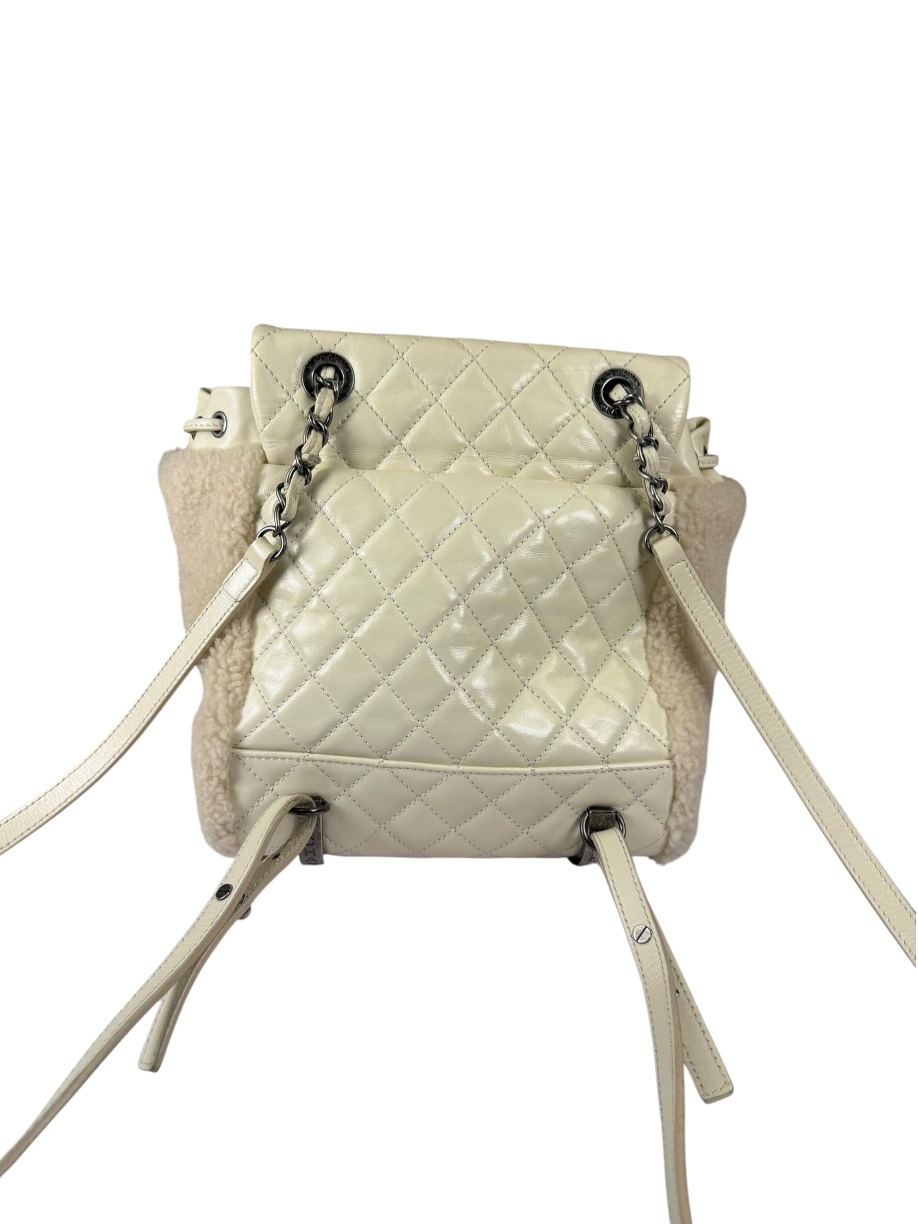 Chanel Cream Quilted Shearling Mountain Paris-Salzburg Small Backpack 2015